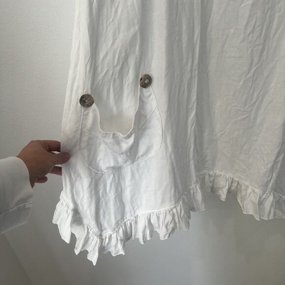 Heart's Desire Mary Grace Tunic Top Sz Xl Linen Artsy Lagenlook Asymmetric Flaw! - Picture 4 of 9